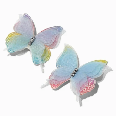 Claire's Club Blue Glitter Butterfly Hair Clips - 2 Pack