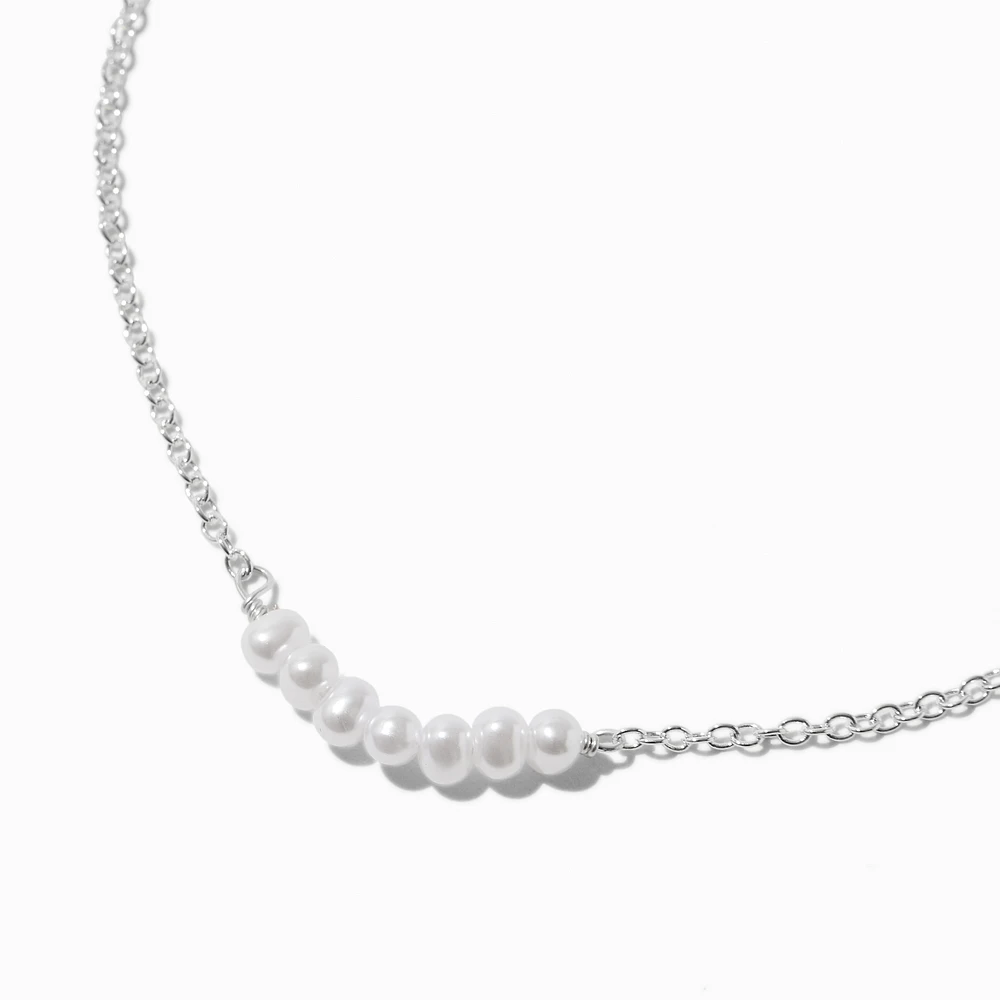Silver-tone Faux Freshwater Pearl Pendant Necklace