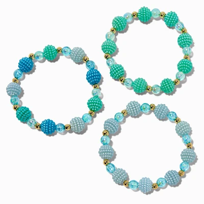Claire's Club Green & Blue Textured Beaded Stretch Bracelets - 3 Pack