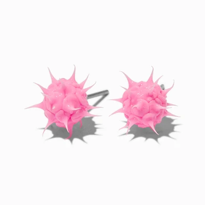 Hot Pink Rave Spike Burst Stud Earrings 