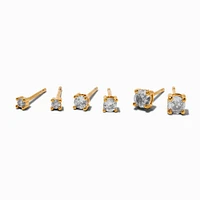 C LUXE by Claire's 18kt Gold Plated Cubic Zirconia 2mm, 3mm, & 4mm Round Stud Earrings - 3 Pack