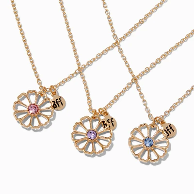 Best Friends Crystal Daisy Pendant Necklaces - 3 Pack 