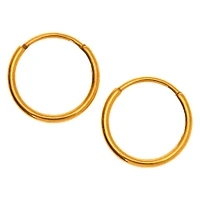 Gold-tone Titanium 10mm Sleek Hoop Earrings