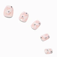 Airbrush Heart Coffin Press On Faux Nail Set - 24 Pack