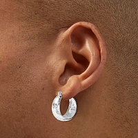 Silver-tone Chunky Textured Hoop Earrings