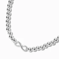 Infinity Charm Silver-tone Shot Bead Stretch Bracelet