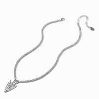 Silver-tone Hammered Arrowhead Pendant Necklace 