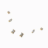 C LUXE by Claire's 18kt Gold Plated Cubic Zirconia Round, Marquise & Baguette Stud Earrings - 3 Pack