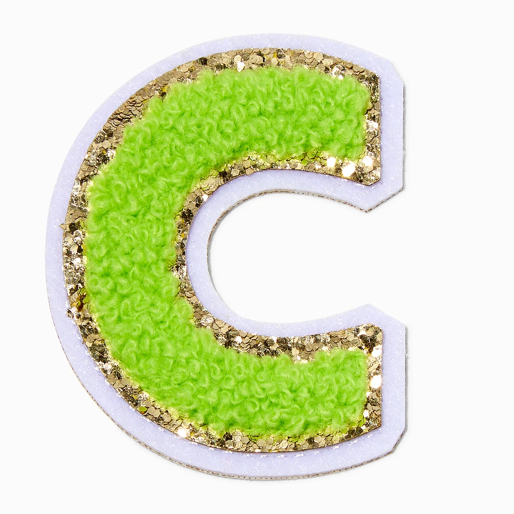 Lime Green C Initial Stick-On Patch