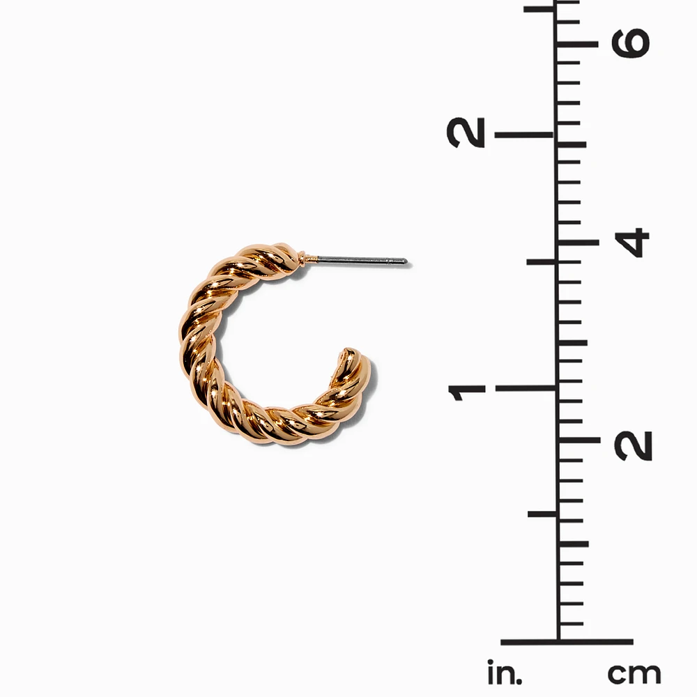 Gold-tone Twisted Rope 20mm Hoop Earrings
