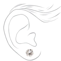 C LUXE by Claire's Sterling Silver Cubic Zirconia 7mm Round Cupcake Stud Earrings