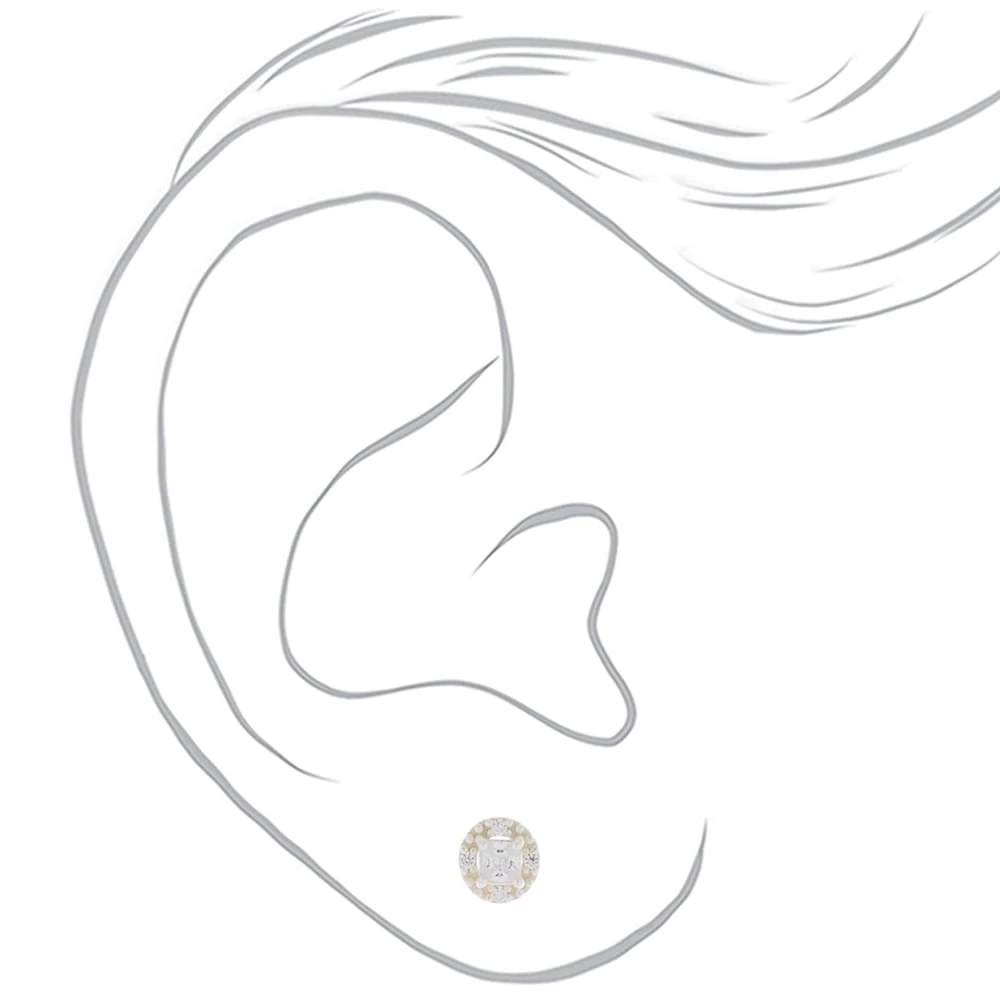 C LUXE by Claire's Sterling Silver Cubic Zirconia 3mm Square Halo Stud Earrings