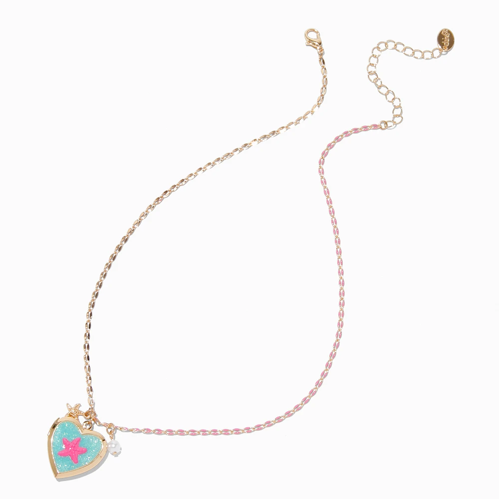 Starfish Heart Locket Pendant Necklace