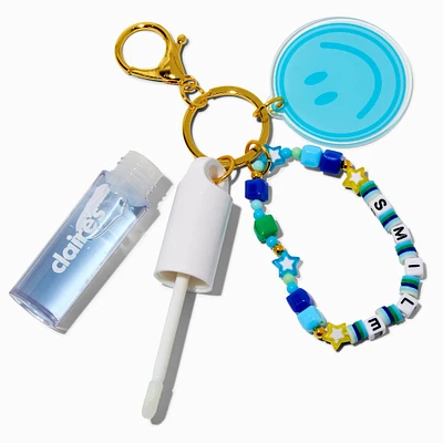 "Smile" Happy Face Charm Lip Gloss Wristlet Keychain