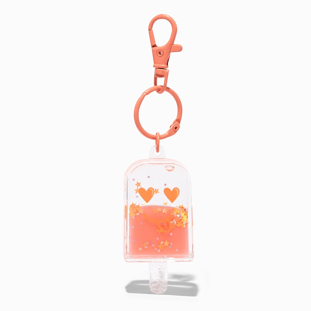 Orange Ice Pop Water-Filled Glitter Keychain