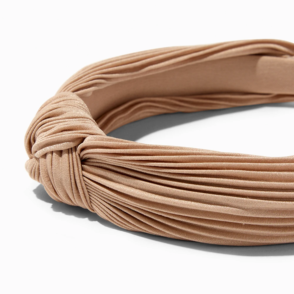 Champagne Pleated Knotted Headband