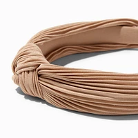 Champagne Pleated Knotted Headband
