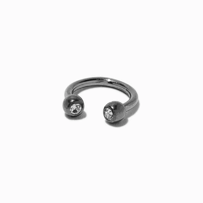 Silver-tone Titanium Crystal 16G Horseshoe Cartilage Earring 