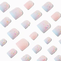 Blue Ombré Glitter Square Press On Vegan Faux Nail Set - 24 Pack