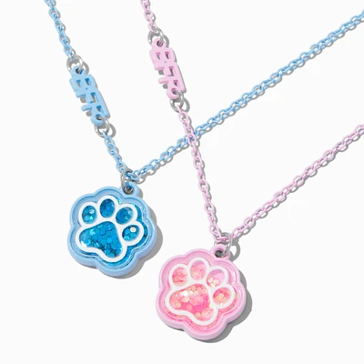 Best Friends Paw Shaker Pendant Necklaces - 2 Pack