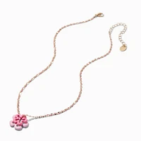 Pink Flower Pendant Necklace