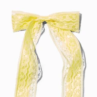 Yellow Lace Satin Hair Bow Clip
