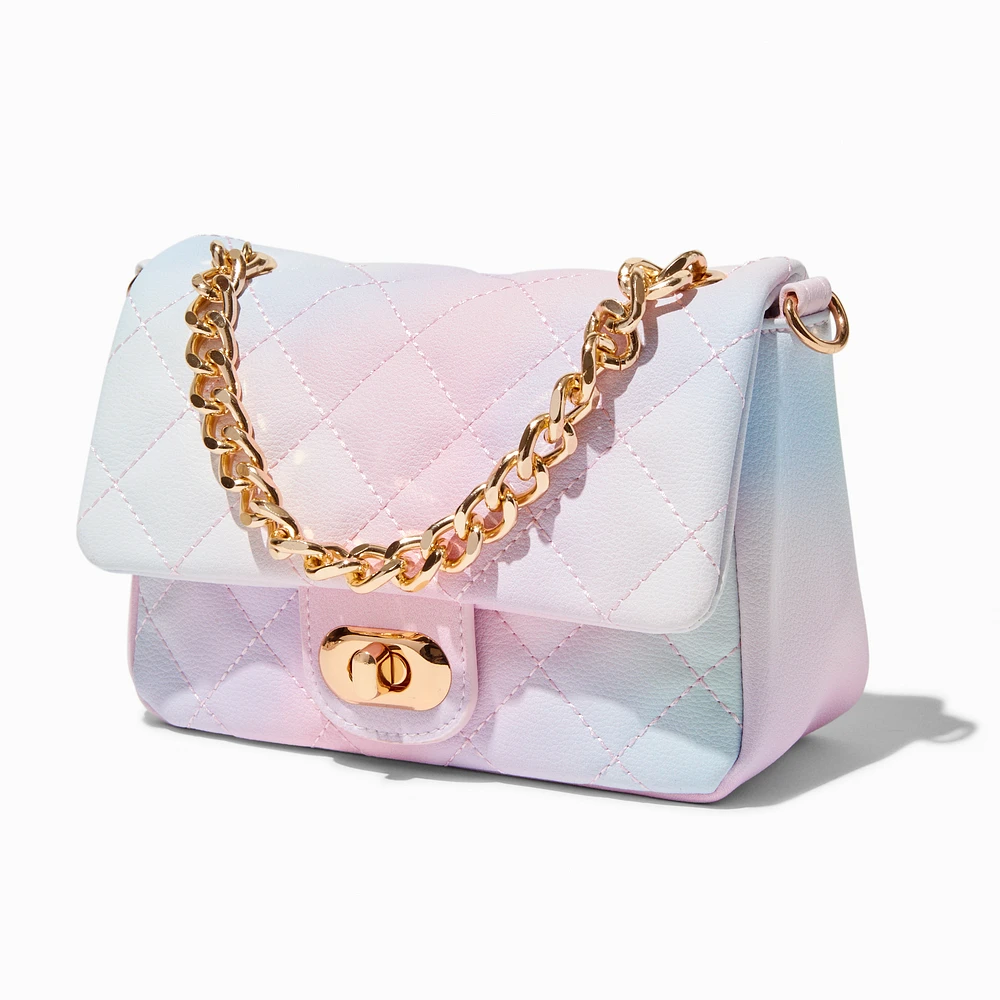 Quilted Pastel Ombré Dual Strap Crossbody Bag