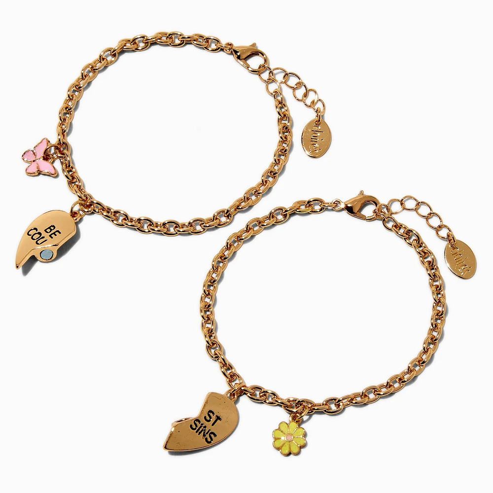 Best Friends Best Cousins Split Heart Chain Bracelets - 2 Pack