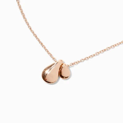 Gold-tone Double Teardrop Pendant Necklace 