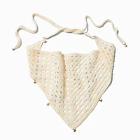 Gold-tone Starfish Charms Cream Crochet Headscarf