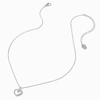 Silver-tone Half Crystal Heart Pendant Necklace 