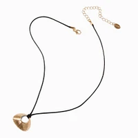 Gold-tone Textured Bean Corded Pendant Necklace