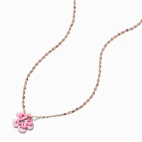 Pink Flower Pendant Necklace