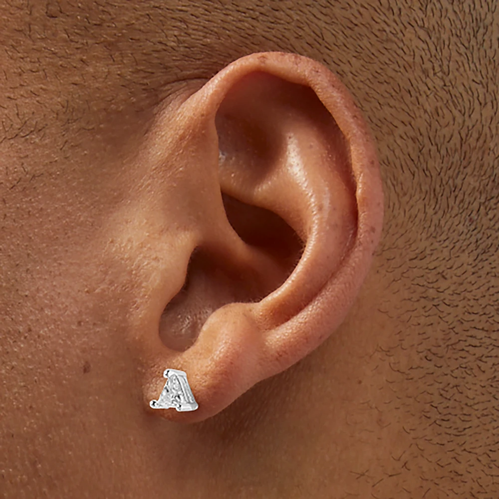 Silver-tone Cubic Zirconia 5mm Trillion Stud Earrings