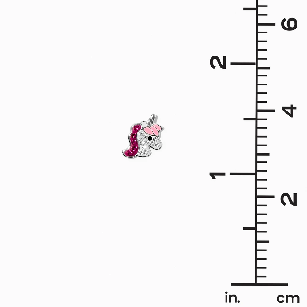 Sterling Silver Crystal Unicorn Stud Earrings