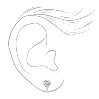 Silver-tone Cubic Zirconia Round 7mm Clip-On Earrings