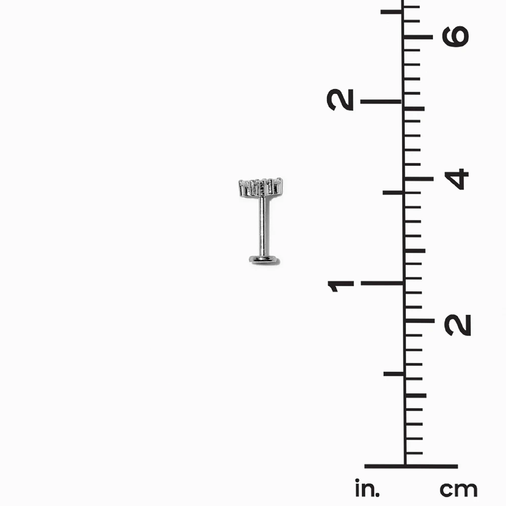 Silver-tone Stainless Steel 18G Stud Threadless Cartilage Earrings - 3 Pack