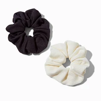 Black & White Ribbed Hair Scrunchies - 2 Pack