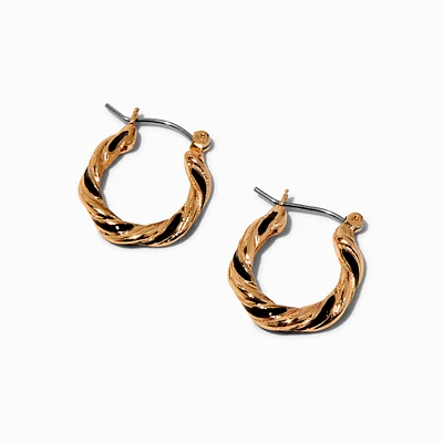 Gold-tone & Black 20mm Twisted Hoop Earrings