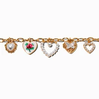 Gold-tone Uptown Heart Charm Bracelet