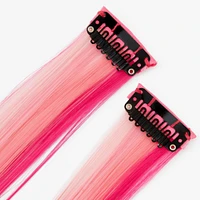 Pink Ombré Faux Hair Clip In Extensions - 2 Pack