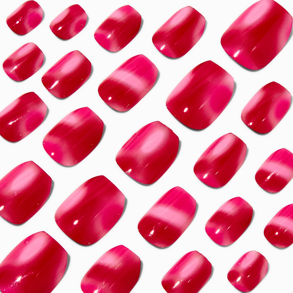 Pink & Red Tie Dye Coffin Press On Vegan Faux Nail Set - 24 Pack