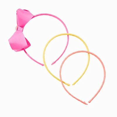 Claire's Club Rainbow Pink Loopy Bow Headbands - 3 Pack