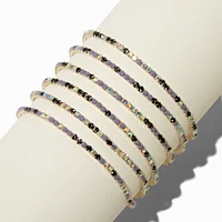 Opal Iridescent Rhinestone Stretch Bracelets - 6 Pack