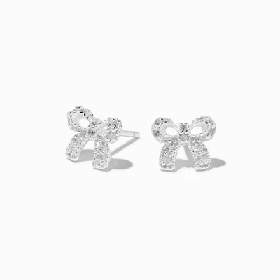 C LUXE by Claire's Sterling Silver Cubic Zirconia Bow Stud Earrings 