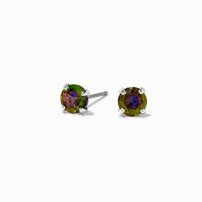 Rainbow AB Iridescent Cubic Zirconia 5mm Stud Earrings 