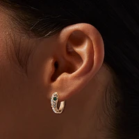 Gold-tone Pavé Snake Huggie Hoop Earrings