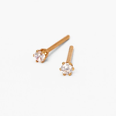 C LUXE by Claire's 18kt Gold Plated Cubic Zirconia 2mm Round Stud Earrings