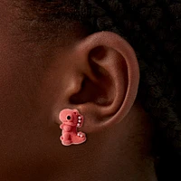 Fuzzy Dinosaur Stud Earrings