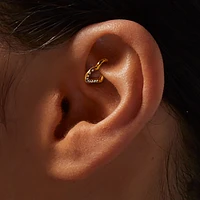 Gold-tone Titanium Crystal Heart 18G Rook Earring
